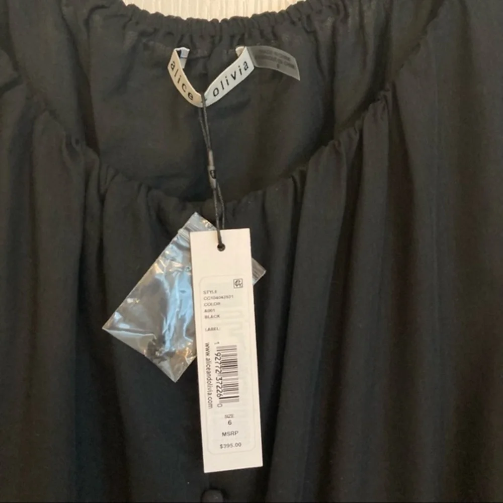 Alice + Olivia Kiara Button Front Dress in Black 6 - Picture 8 of 12